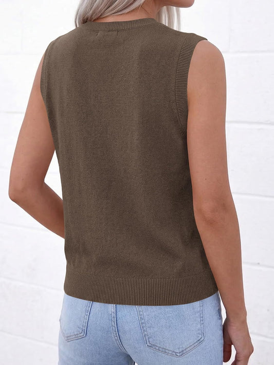 BTFBM Sweater Vest Women Casual Crewneck Loose Button Down Knit Sleeveless Cardigan 2026 Spring Clothes Summer Vest Tops