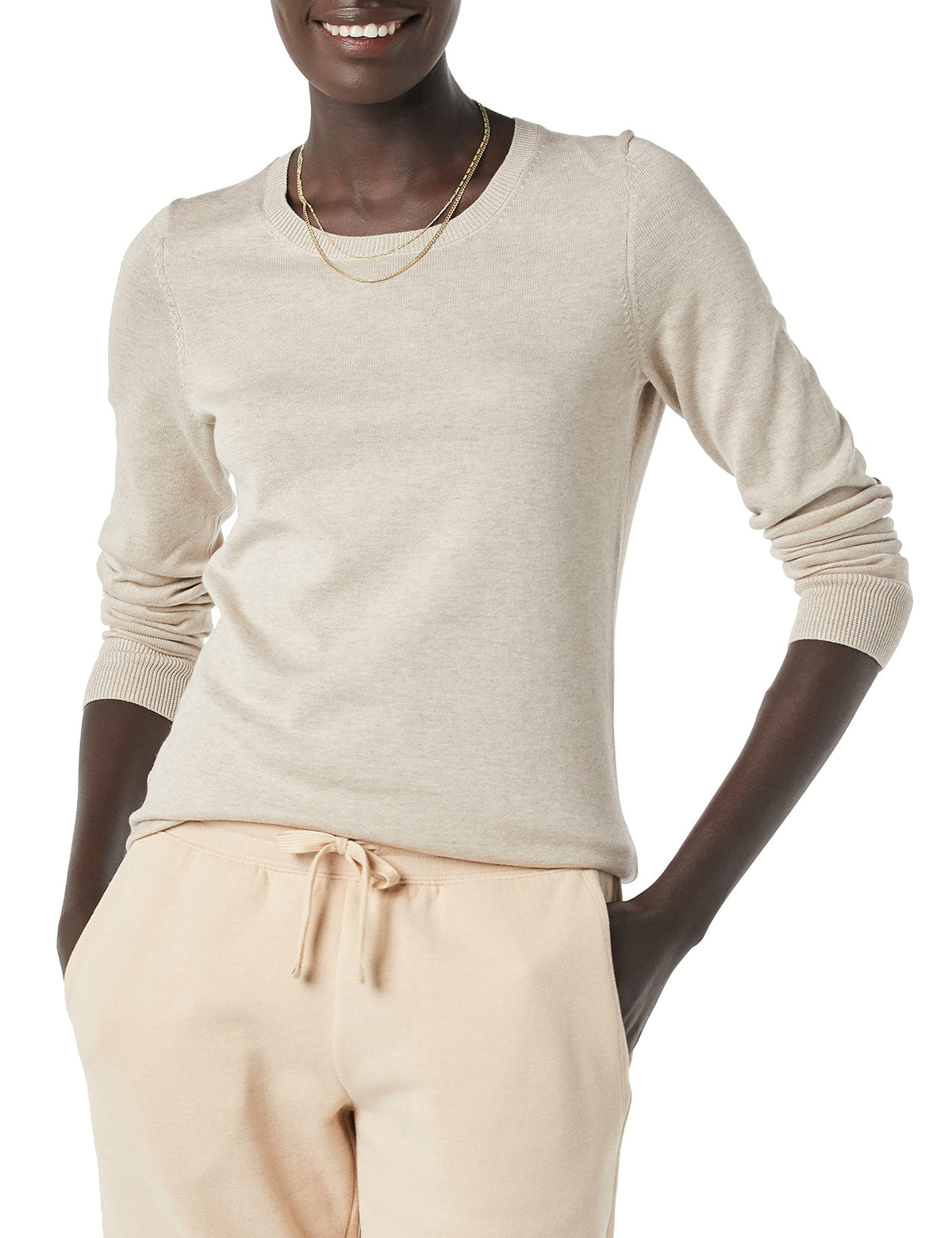 Amazon Essentials Women's Long-Sleeve Lightweight Crewneck Sweater, Flattering (Available in Plus Size)