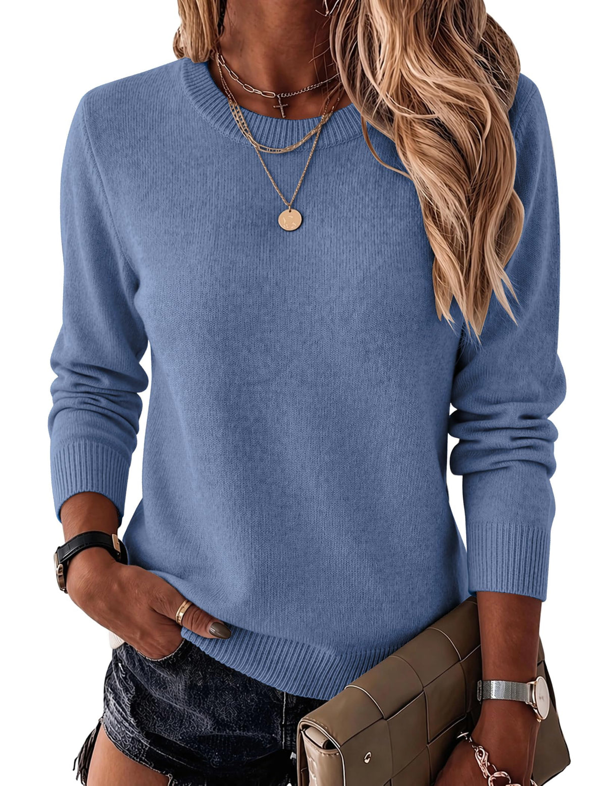 Zeagoo Womens Wool Blend Sweater Crewneck Long Sleeve Tops Fashion Clothing