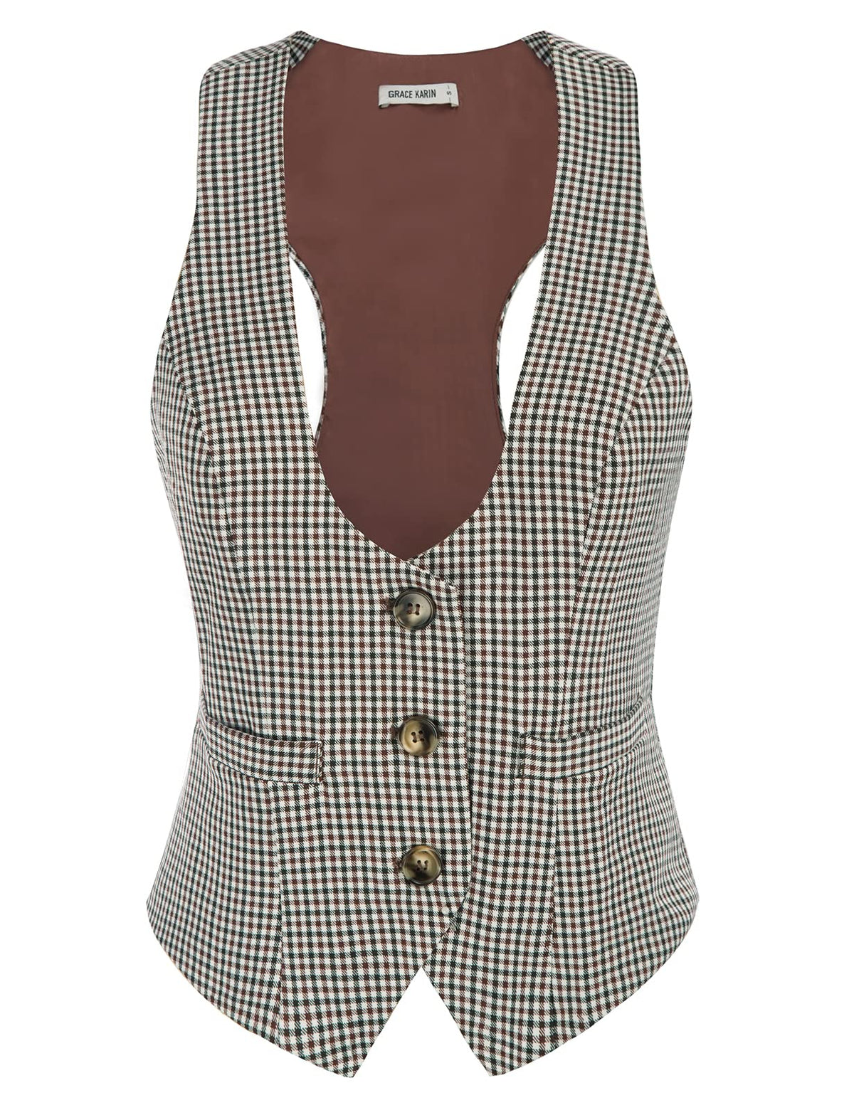 GRACE KARIN Women's Suit Vest Top, Dressy Casual Sleeveless Button Waistcoat, Fromal Steampunk Blazer for Work Office