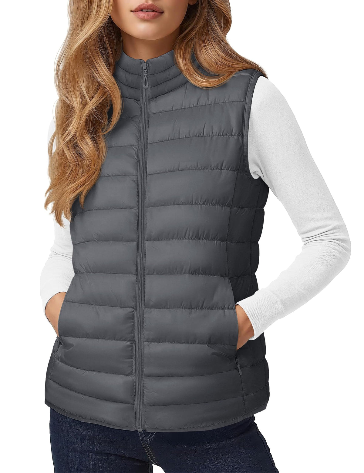 YUCOLEN Women's Quilted Puffer Vest Lightweight Sleeveless Puffy Jacket