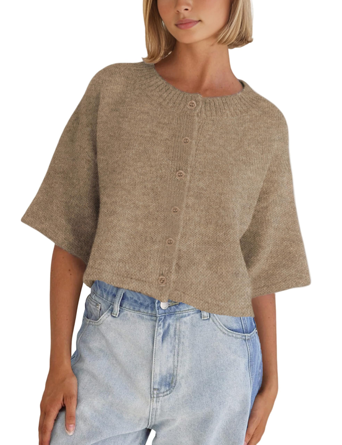 Springrain Lightweight Cardigans for Women Cropped Knit Sweater