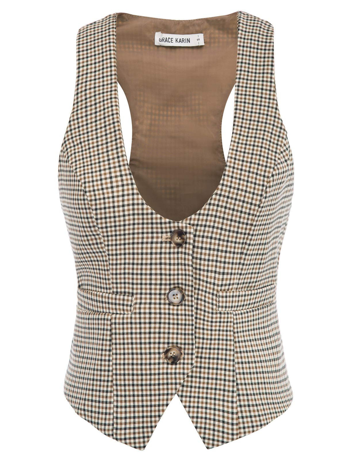 GRACE KARIN Women's Suit Vest Top, Dressy Casual Sleeveless Button Waistcoat, Fromal Steampunk Blazer for Work Office