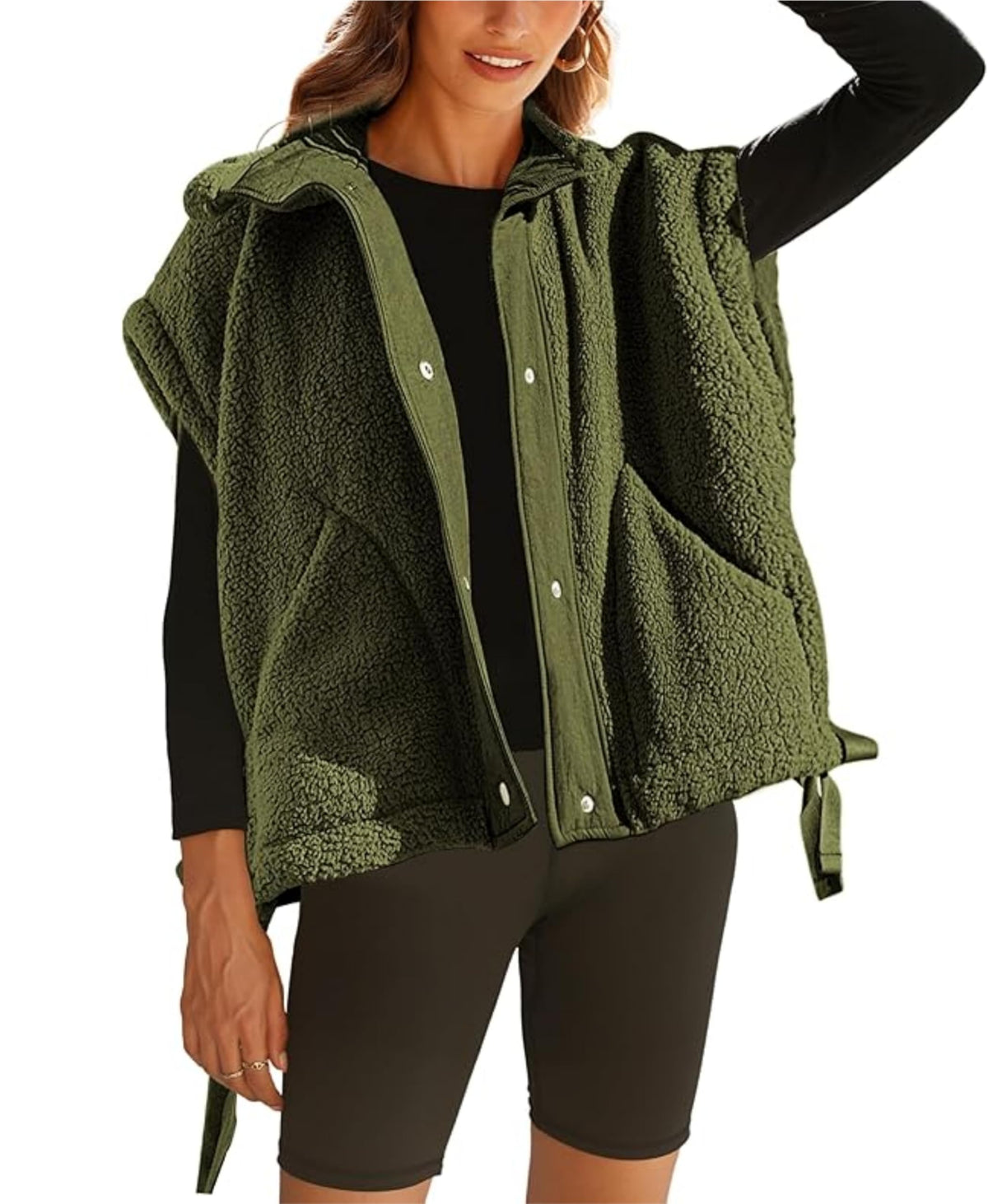 OPCAKM Women's Fuzzy Fleece Vest Sleeveless Sherpa Jacket
