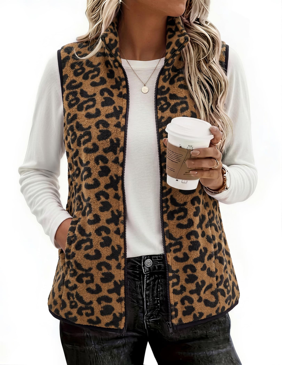 Zeagoo Womens Outerwear Vests With Pockets Zipper Sleeveless Fleece Jackets