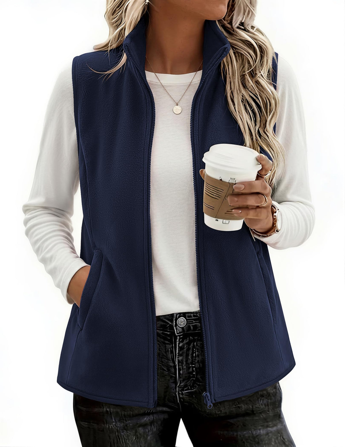 Zeagoo Womens Outerwear Vests With Pockets Zipper Sleeveless Fleece Jackets
