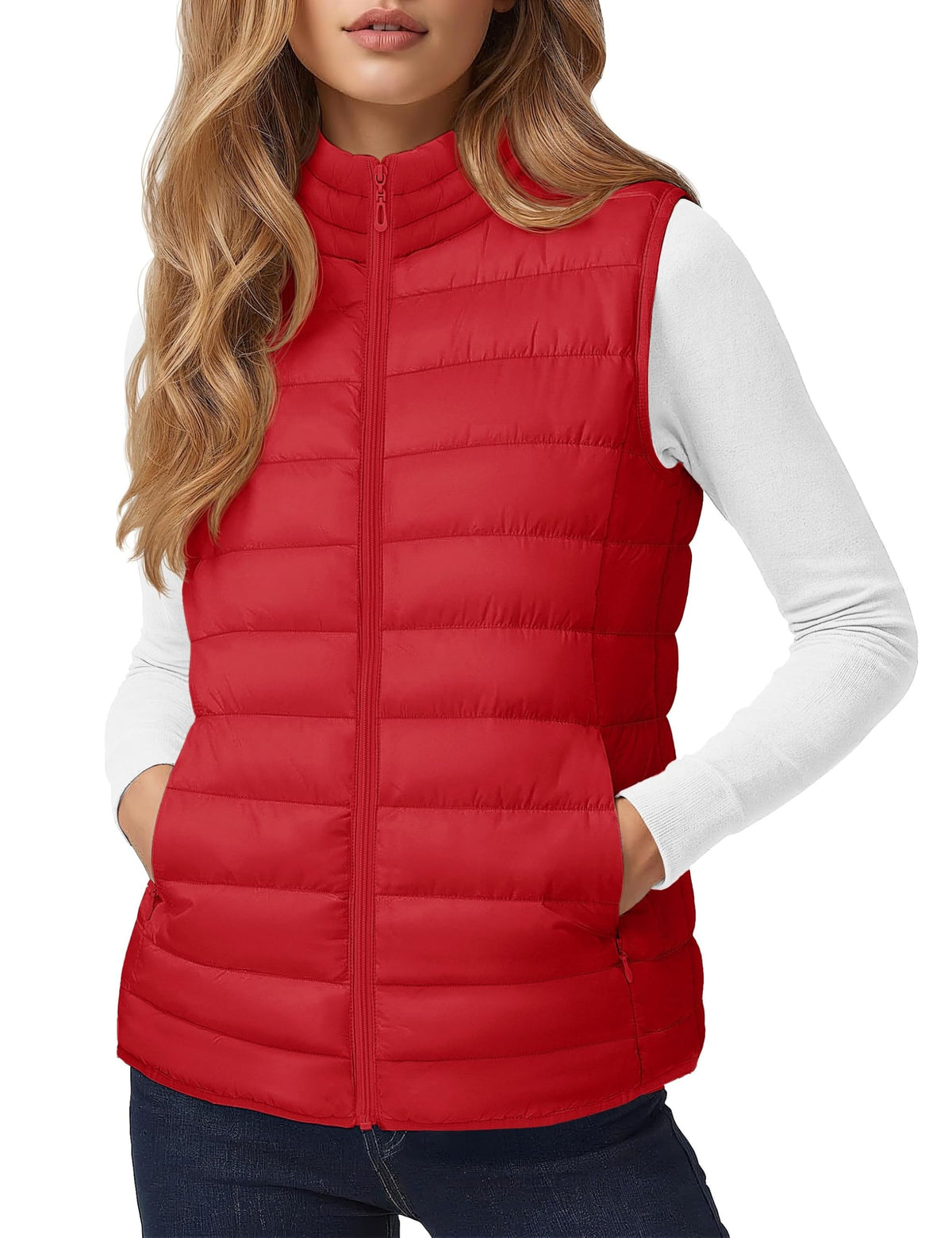 YUCOLEN Women's Quilted Puffer Vest Lightweight Sleeveless Puffy Jacket