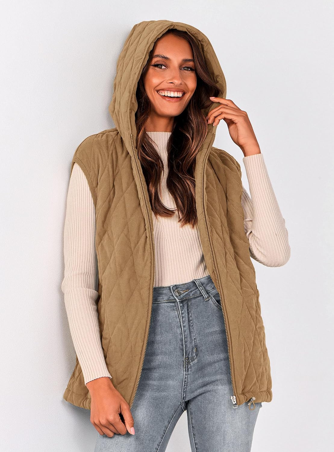 PRETTYGARDEN Women's Fall Fashion Vest Zip Up Jacket
