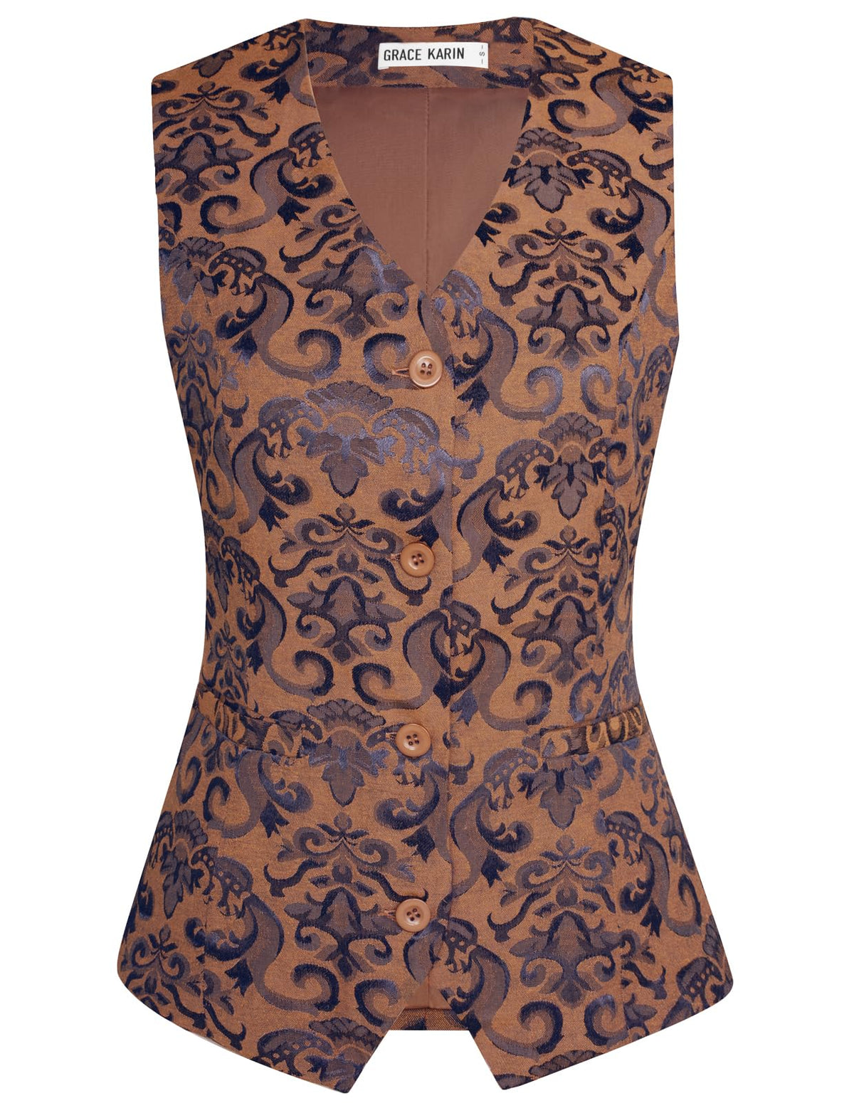 GRACE KARIN Womens Waistcoat Vest Vintage Steampunk Dress Jacquard Jacket
