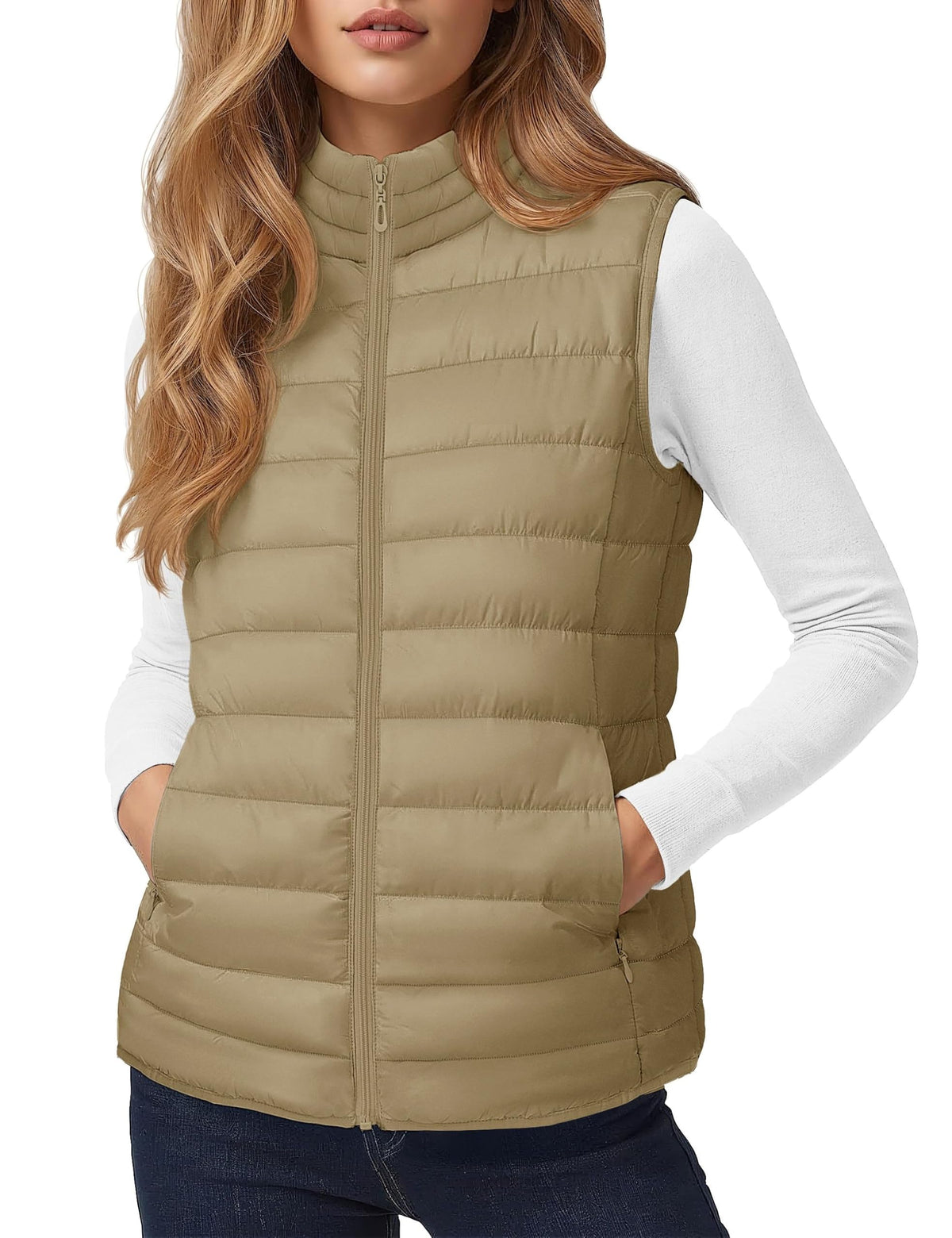 YUCOLEN Women's Quilted Puffer Vest Lightweight Sleeveless Puffy Jacket