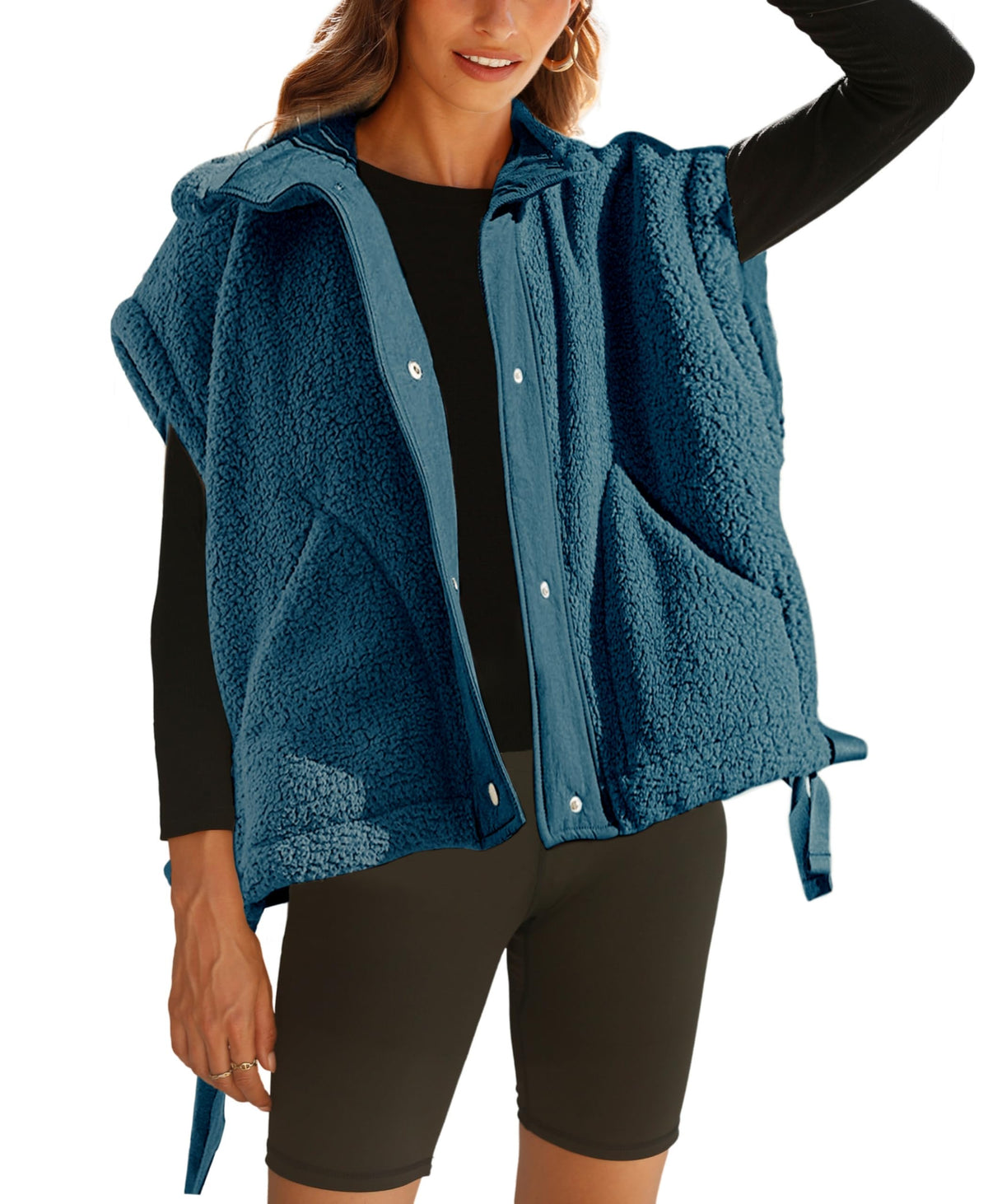 OPCAKM Women's Fuzzy Fleece Vest Sleeveless Sherpa Jacket