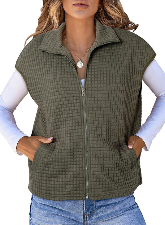 Dokotoo Womens Vest Tops 2026 Fall Cap Sleeve Waffle Knit Vests