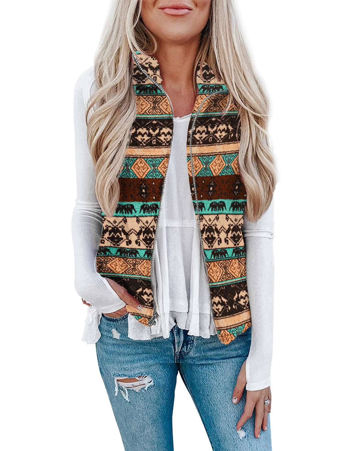 LOMON Womens Fuzzy Sherpa Fleece Jacket Lightweight Vest Cozy Sleeveless Cardigan Zipper Waistcoat Outerwear with Pocket