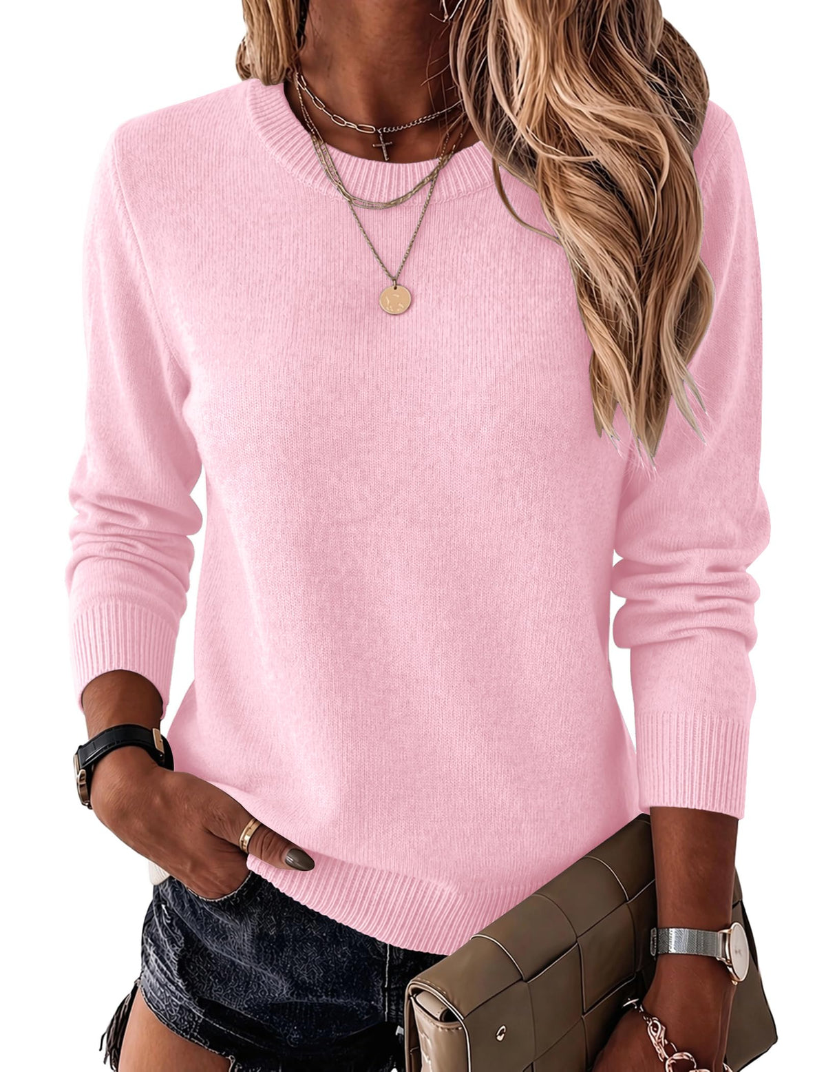Zeagoo Womens Wool Blend Sweater Crewneck Long Sleeve Tops Fashion Clothing