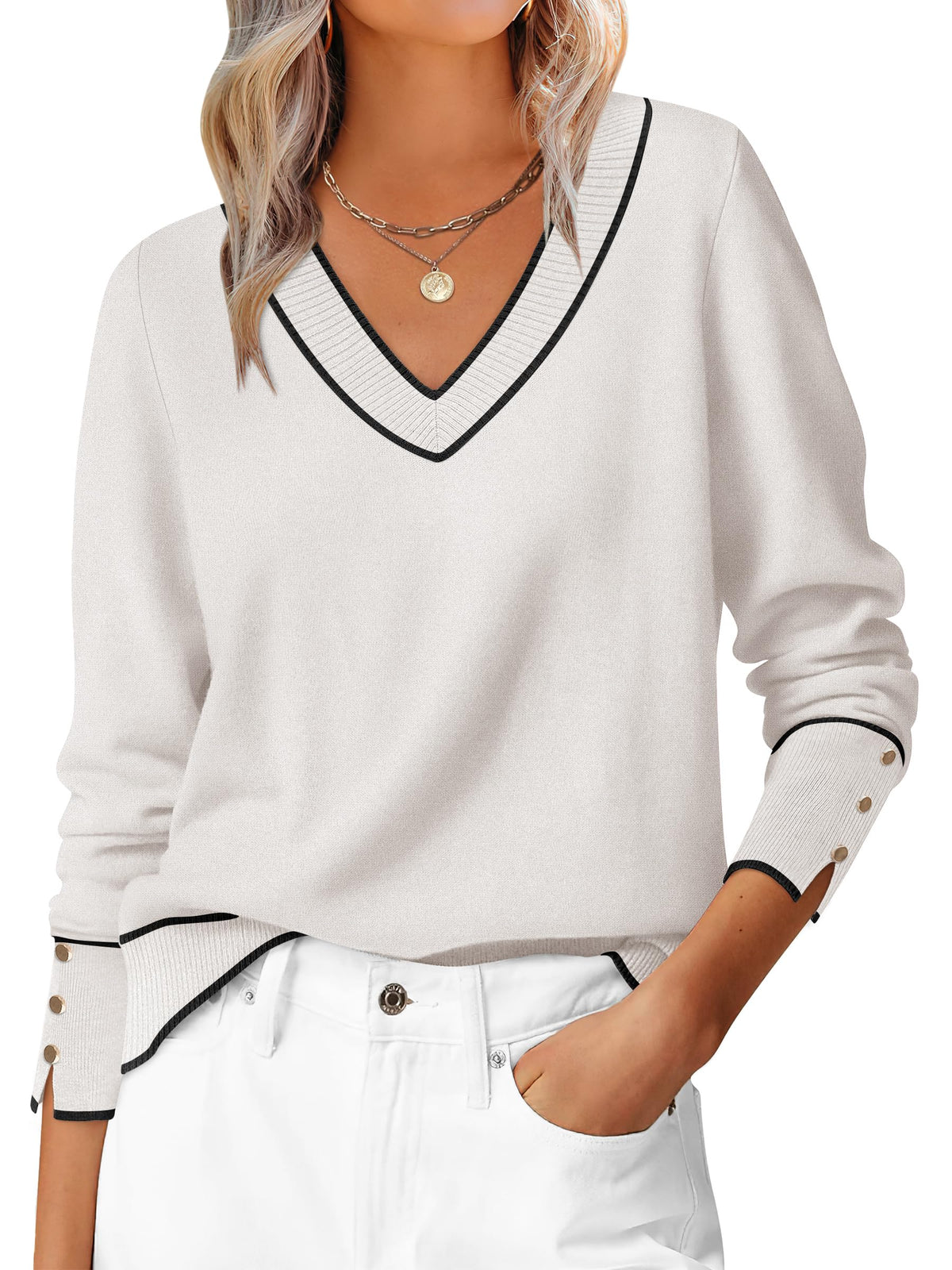 ANRABESS Sweaters for Women Fall Lightweight Knit Pullover