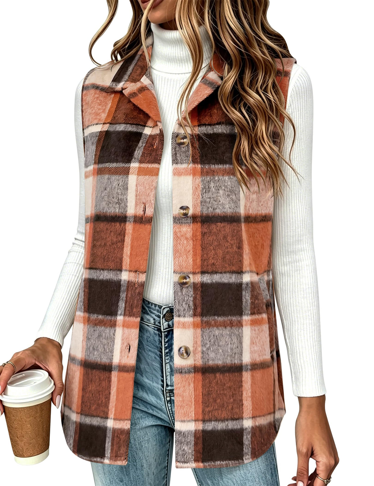 Zeagoo Plaid Vest for Women Flannel Jackets Sleeveless Button Down Shirts
