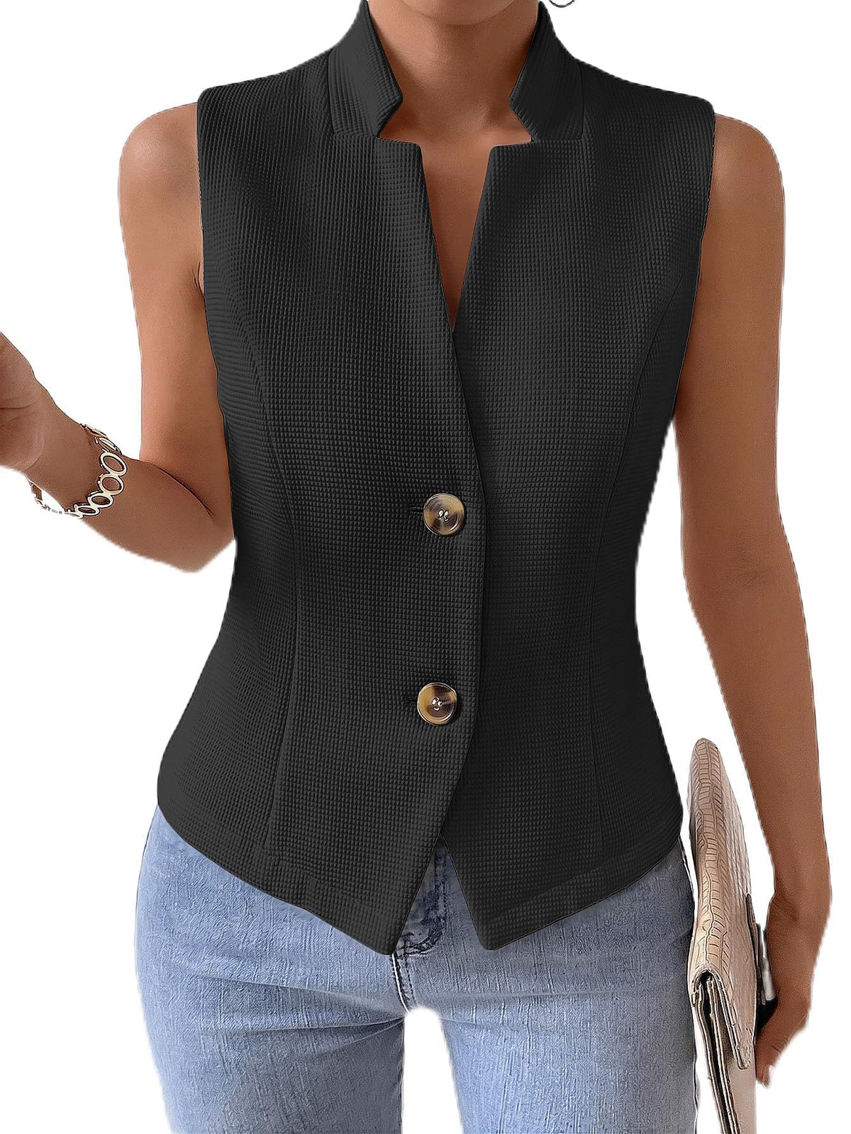 Mina Self Women's Sleeveless Sweater Vest,Knit Stretchy Dressy Casual Top