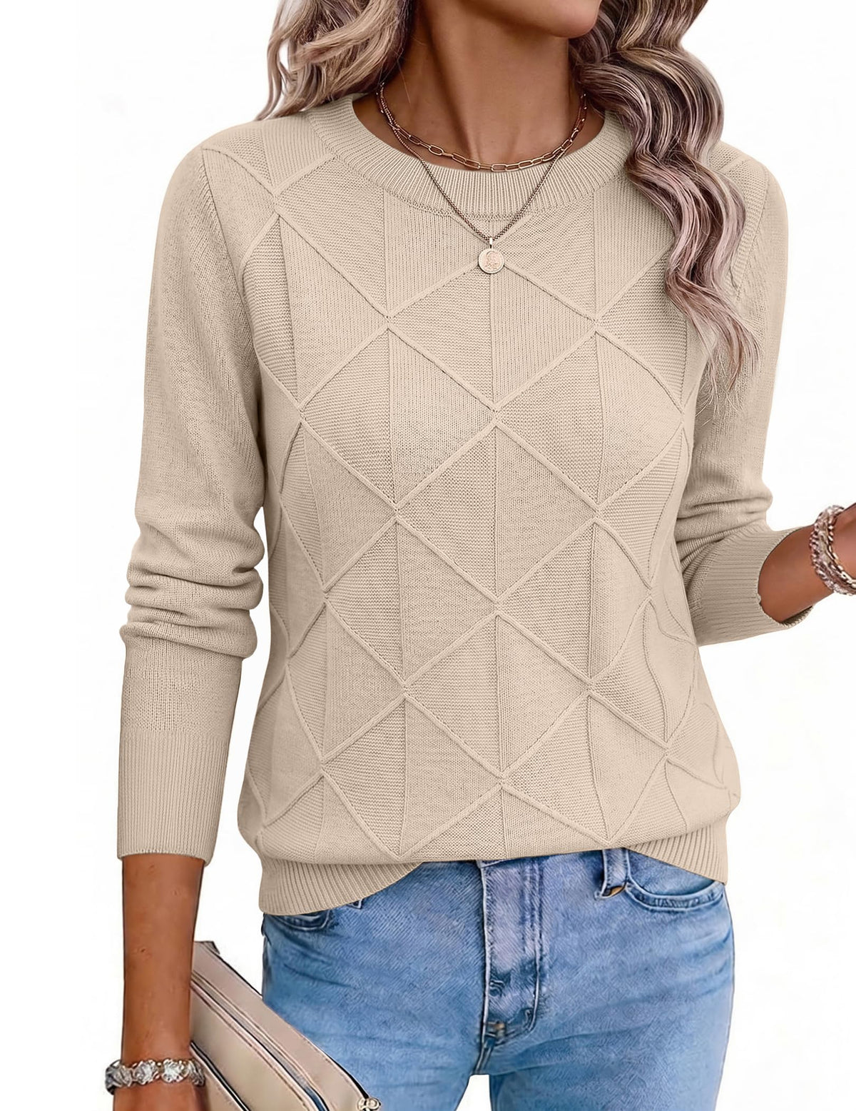 Zeagoo Womens Sweaters Crewneck Long Sleeve Soft Casual Knit Pullover Tops