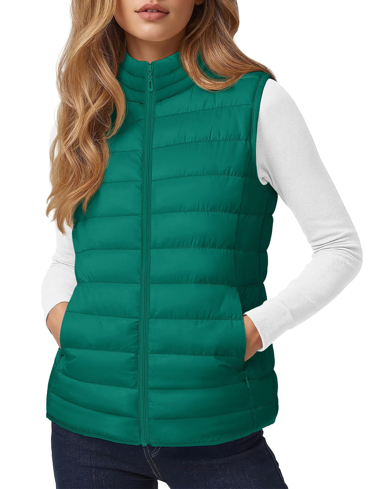 YUCOLEN Women's Quilted Puffer Vest Lightweight Sleeveless Puffy Jacket