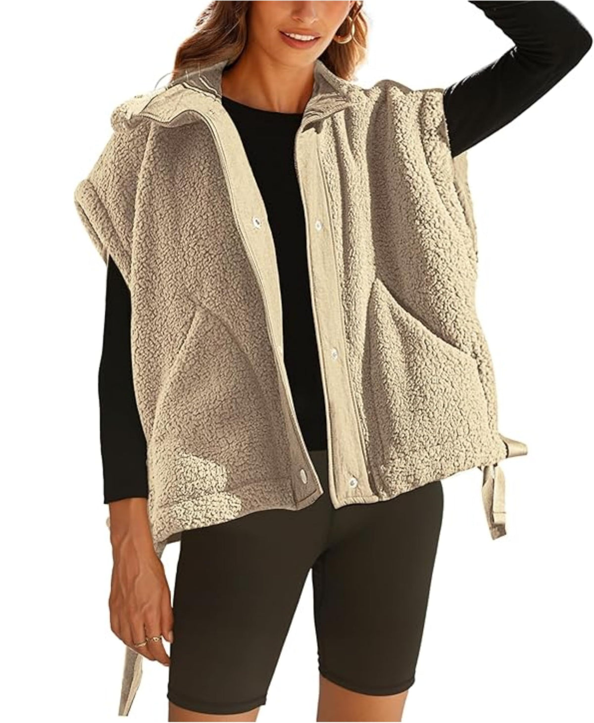OPCAKM Women's Fuzzy Fleece Vest Sleeveless Sherpa Jacket