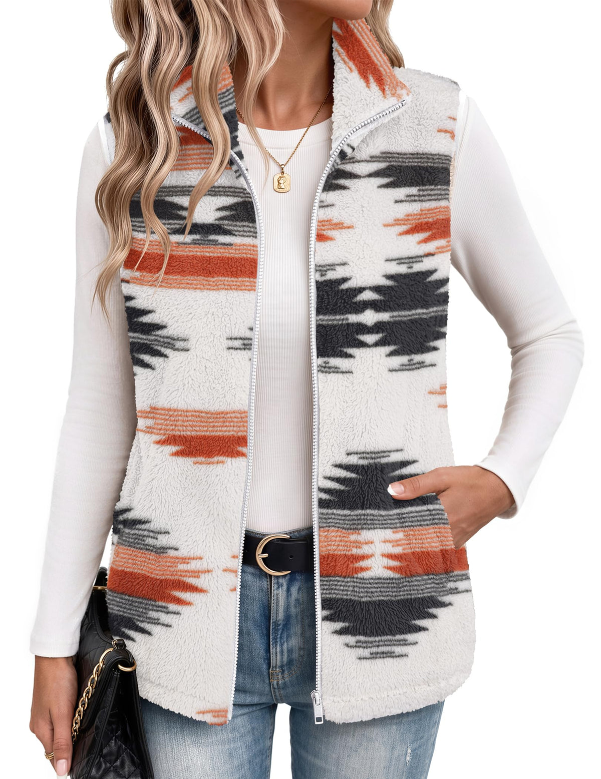 Zeagoo Vest For Women Sleeveless Sherpa Fleece Jackets Zip Up Fall Coats