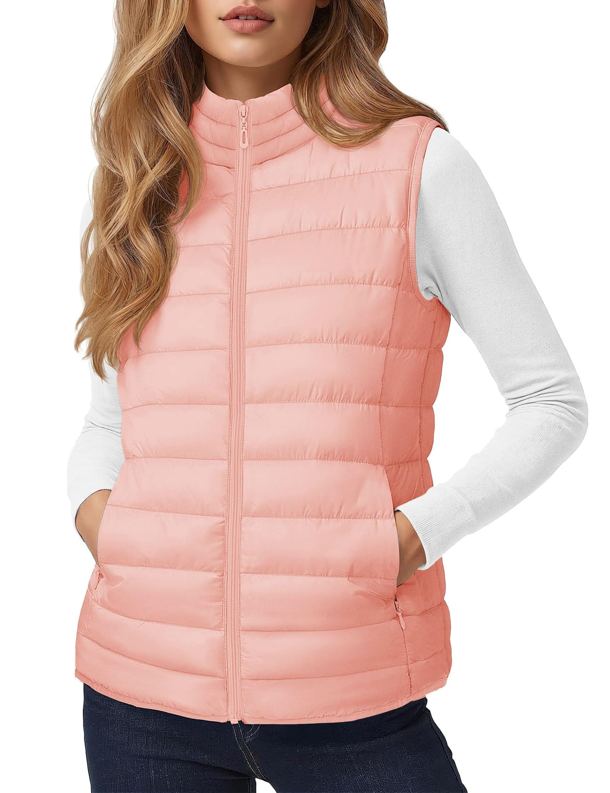 YUCOLEN Women's Quilted Puffer Vest Lightweight Sleeveless Puffy Jacket