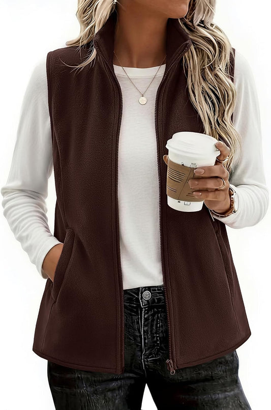 Zeagoo Womens Outerwear Vests With Pockets Zipper Sleeveless Fleece Jackets