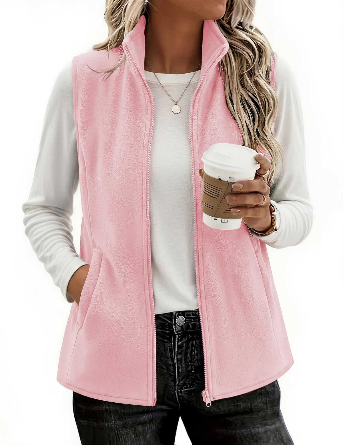 Zeagoo Womens Outerwear Vests With Pockets Zipper Sleeveless Fleece Jackets