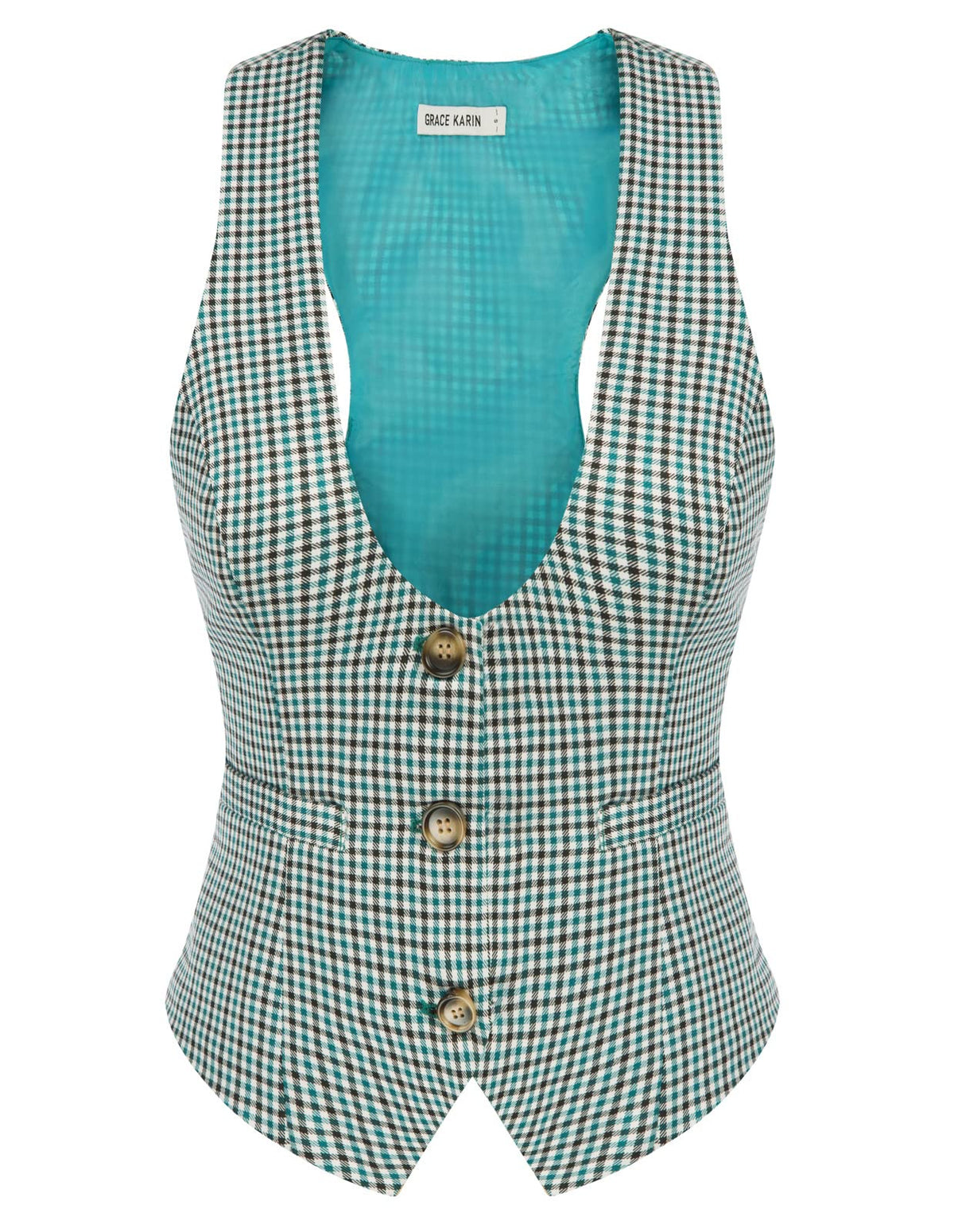 GRACE KARIN Women's Suit Vest Top, Dressy Casual Sleeveless Button Waistcoat, Fromal Steampunk Blazer for Work Office