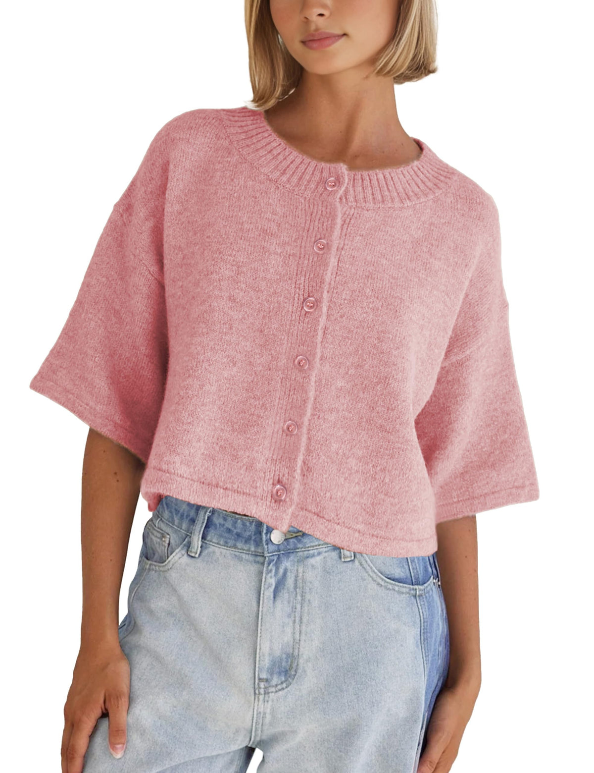 Springrain Lightweight Cardigans for Women Cropped Knit Sweater