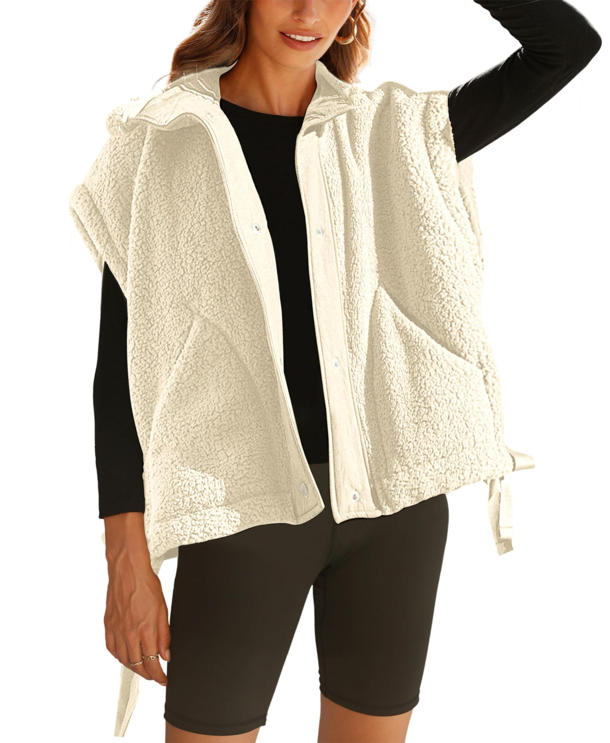 OPCAKM Women's Fuzzy Fleece Vest Sleeveless Sherpa Jacket