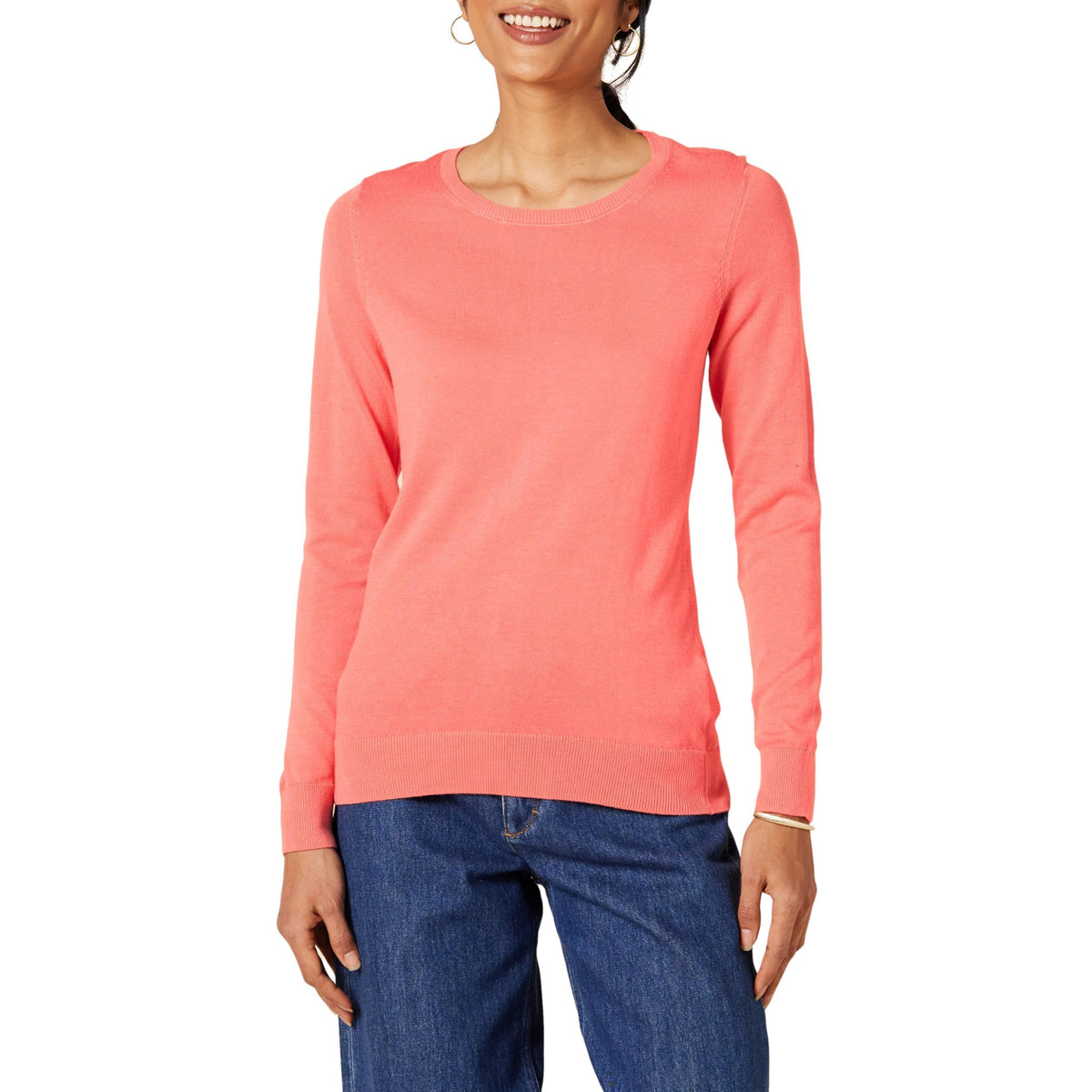Amazon Essentials Women's Long-Sleeve Lightweight Crewneck Sweater, Flattering (Available in Plus Size)