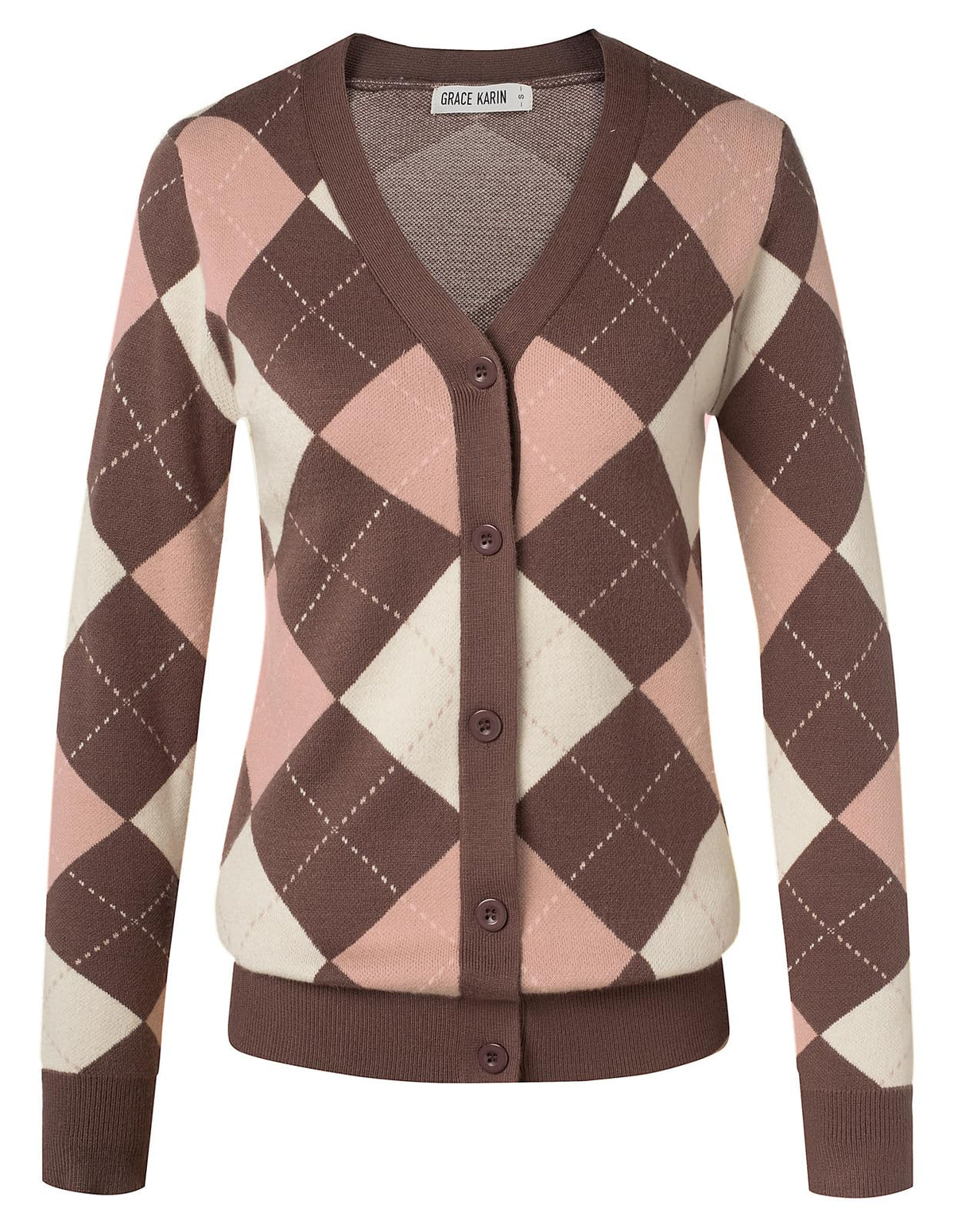 GRACE KARIN Cardigan Sweaters for Women Fall Argyle Sweater Preppy Clothes