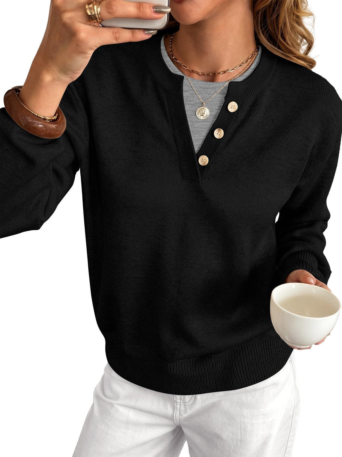 ANRABESS Sweaters for Women 2026 Fall Long Sleeve Lightweight Pullover Tops