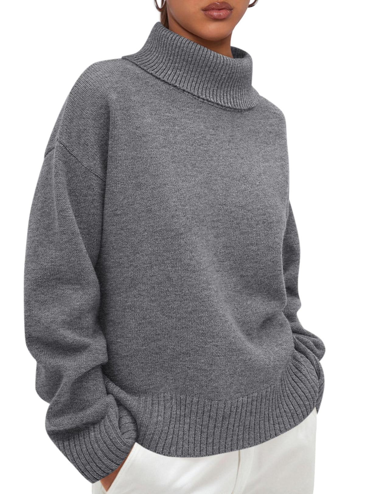 PRETTYGARDEN Womens Turtleneck Long Sleeve Knit Sweater