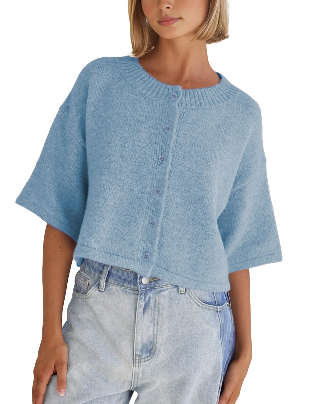 Springrain Lightweight Cardigans for Women Cropped Knit Sweater