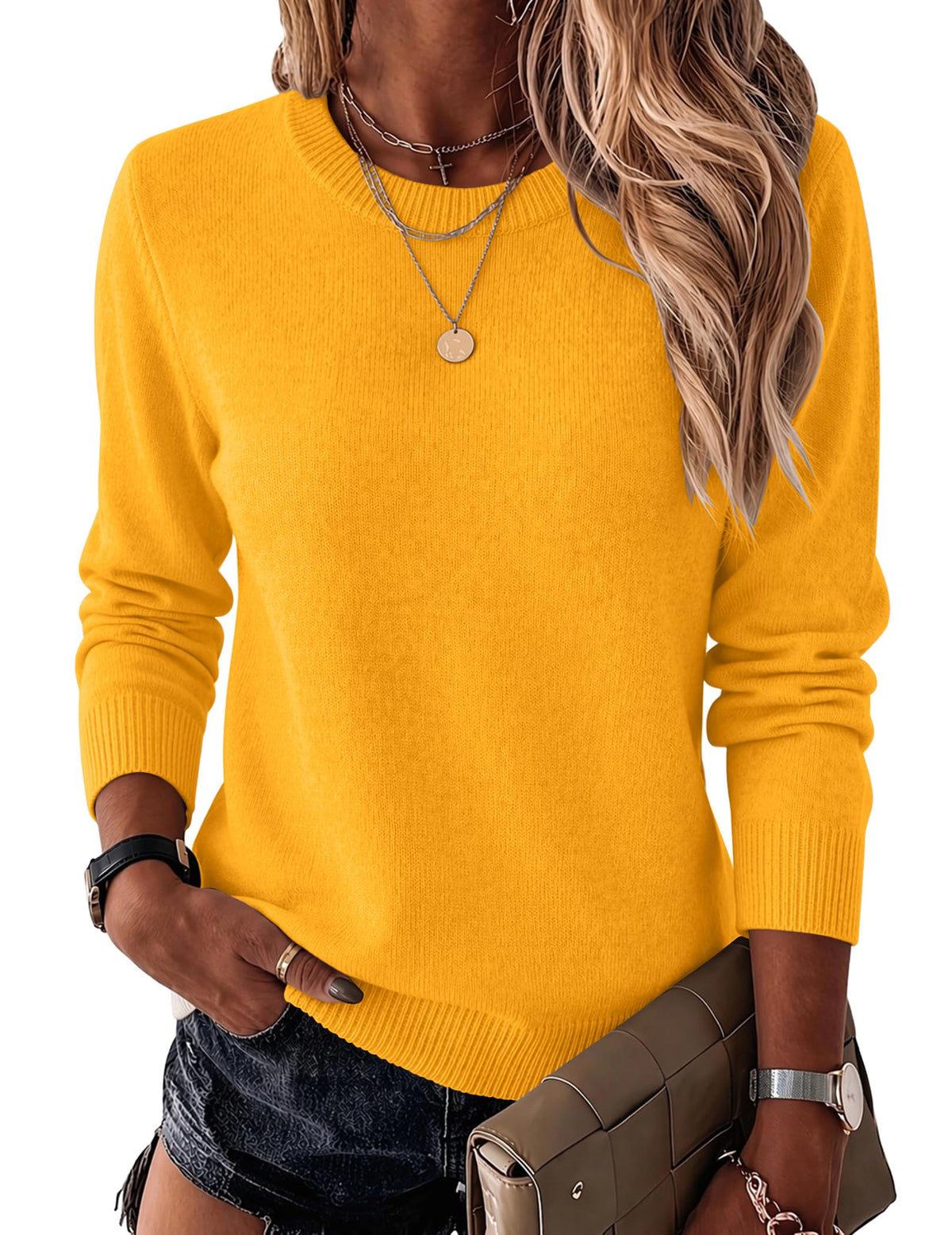 Zeagoo Womens Wool Blend Sweater Crewneck Long Sleeve Tops Fashion Clothing