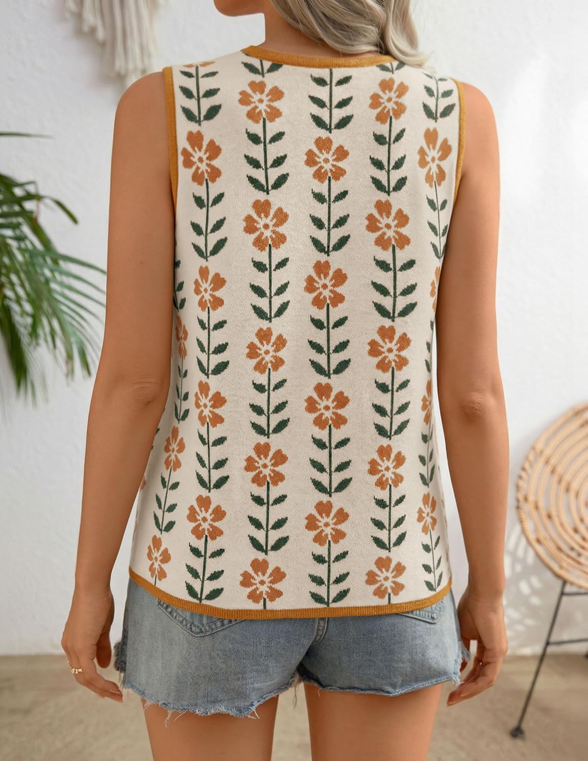 ZESICA Women's 2026 Summer Tie Front Sweater Vest Top