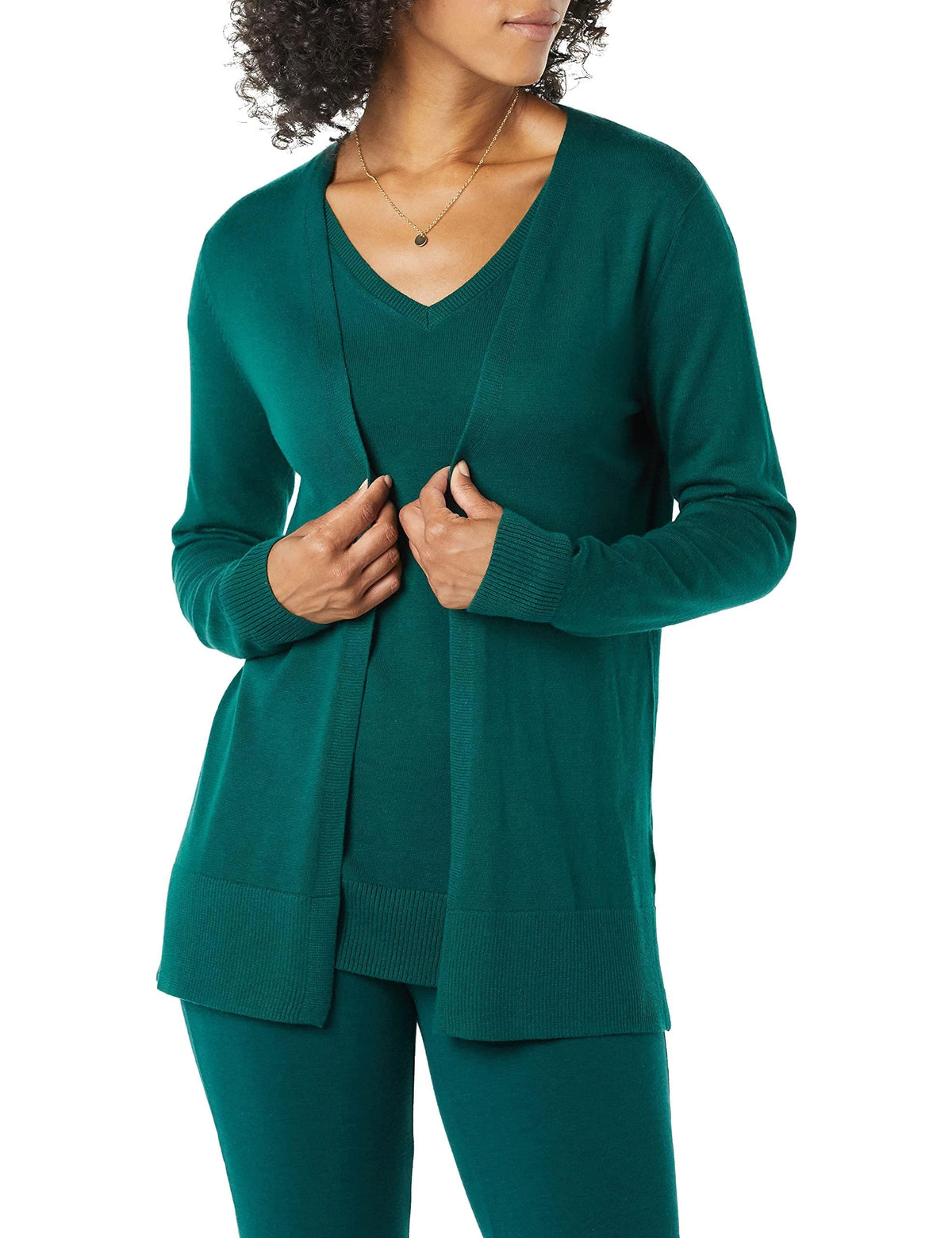 Amazon Essentials Women's Lightweight Long-Sleeve Open-Front Long Cardigan Sweater, Regular Fit