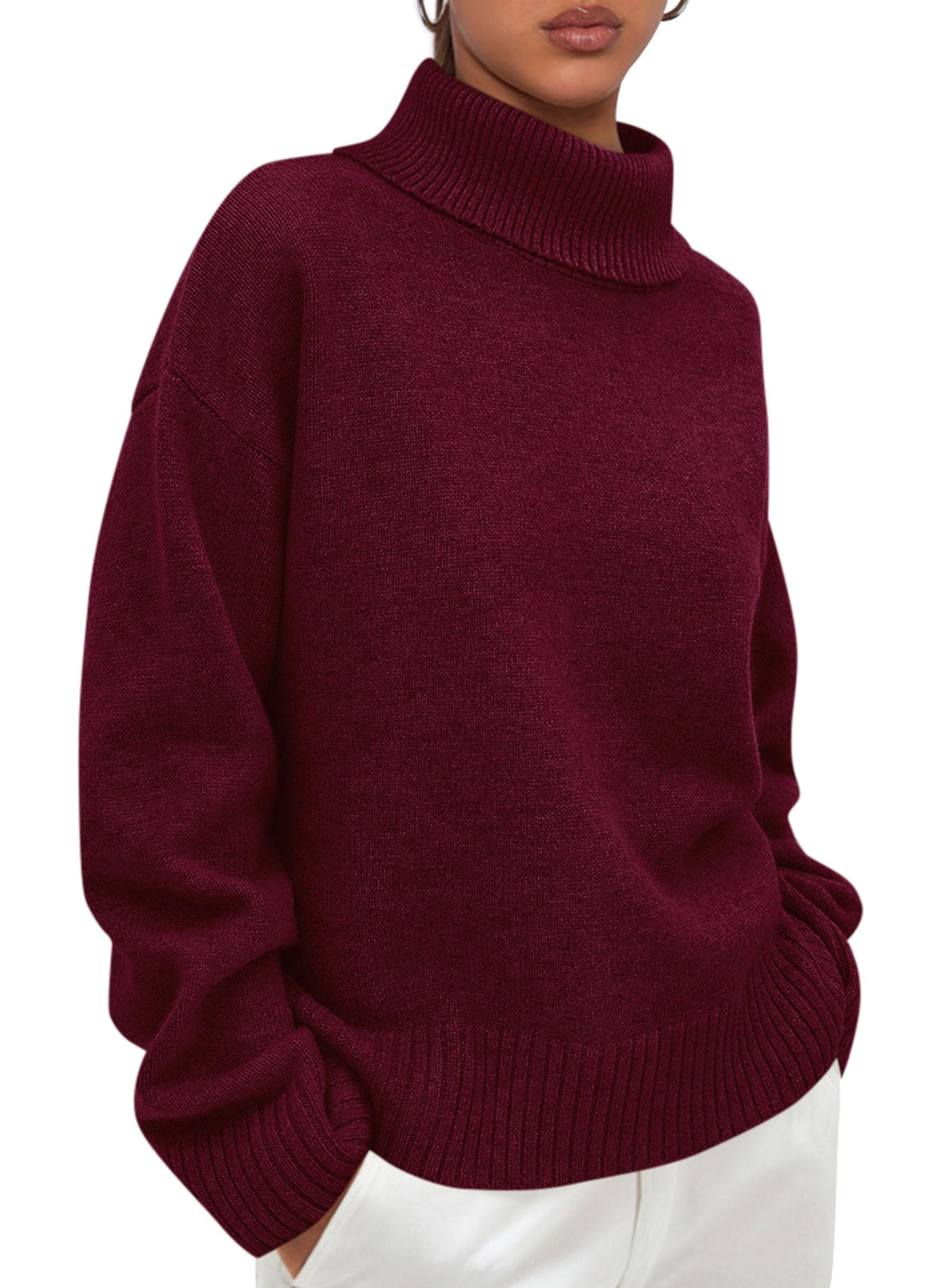 PRETTYGARDEN Womens Turtleneck Long Sleeve Knit Sweater