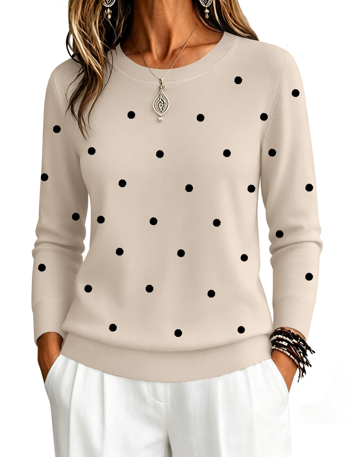 Zeagoo Womens Sweaters Long Sleeve Tops Classic Fall Clothes Crewneck Tops