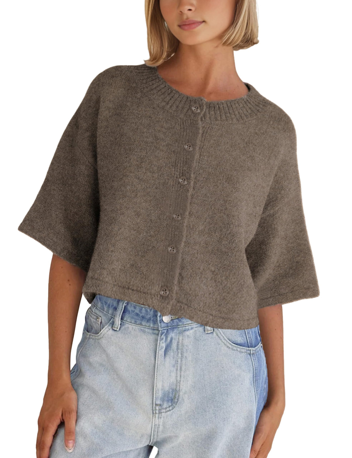 Springrain Lightweight Cardigans for Women Cropped Knit Sweater