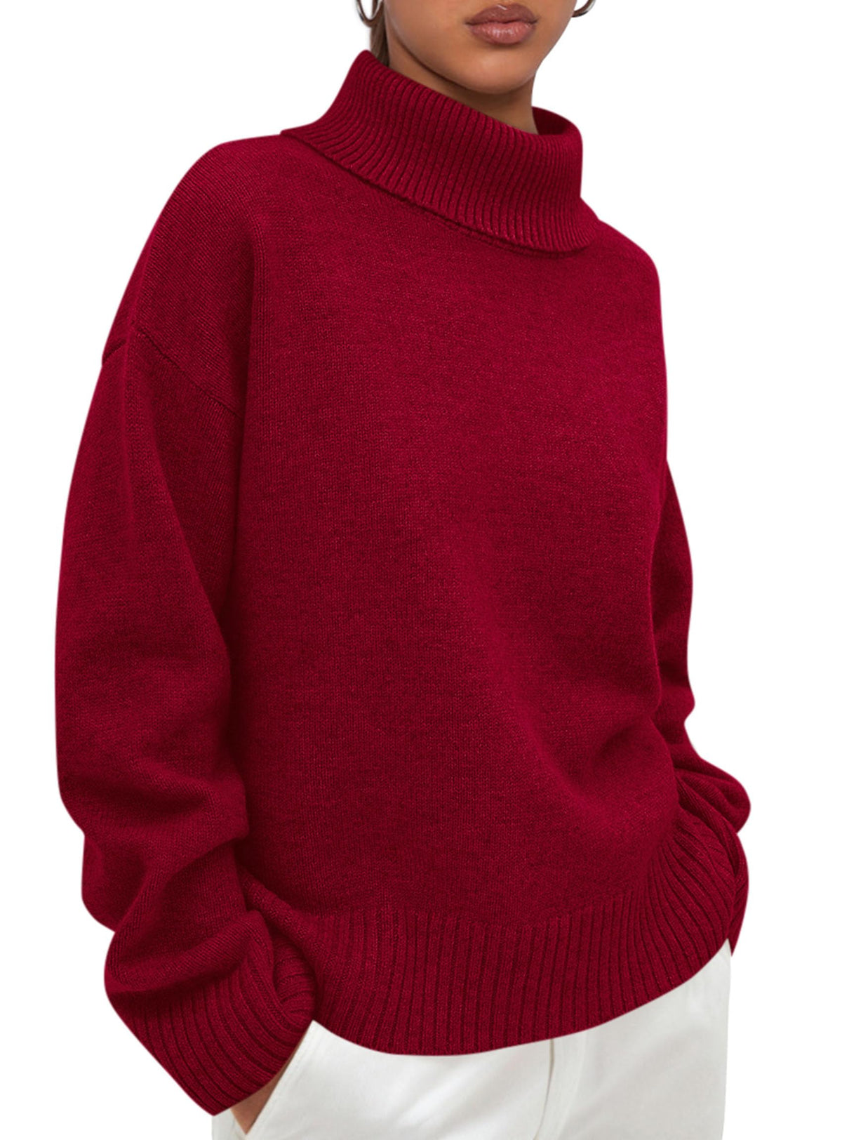 PRETTYGARDEN Womens Turtleneck Long Sleeve Knit Sweater