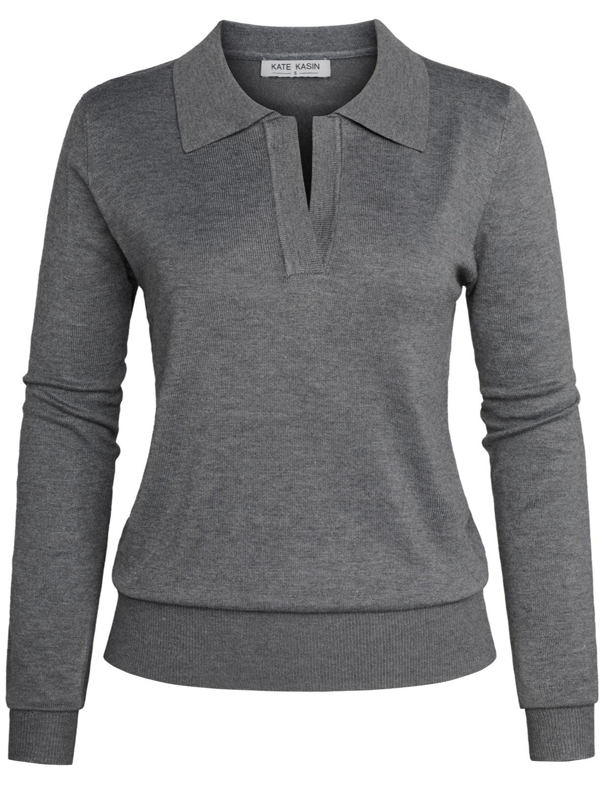 Women's Long Sleeve Classic V Neck Casual Fall Winter Polo Sweater Tops