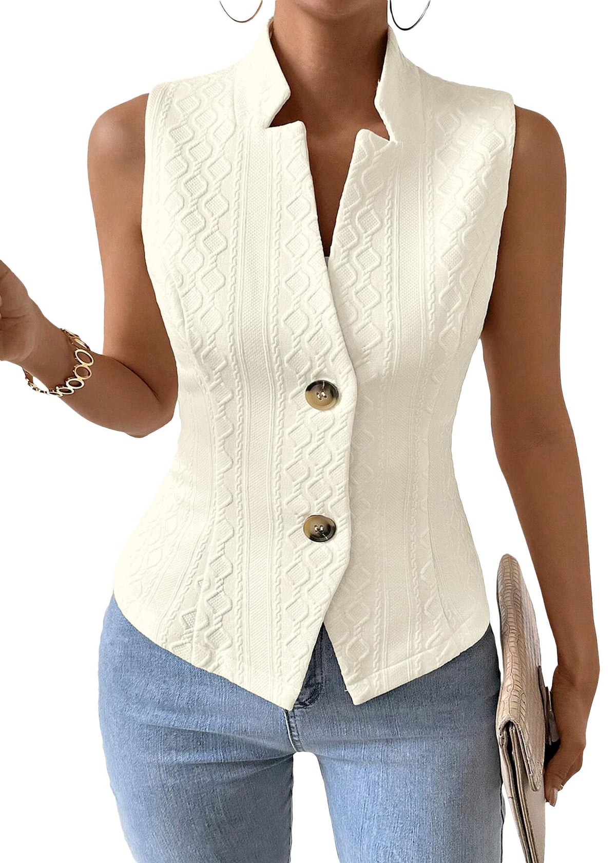 Mina Self Women's Sleeveless Sweater Vest,Knit Stretchy Dressy Casual Top