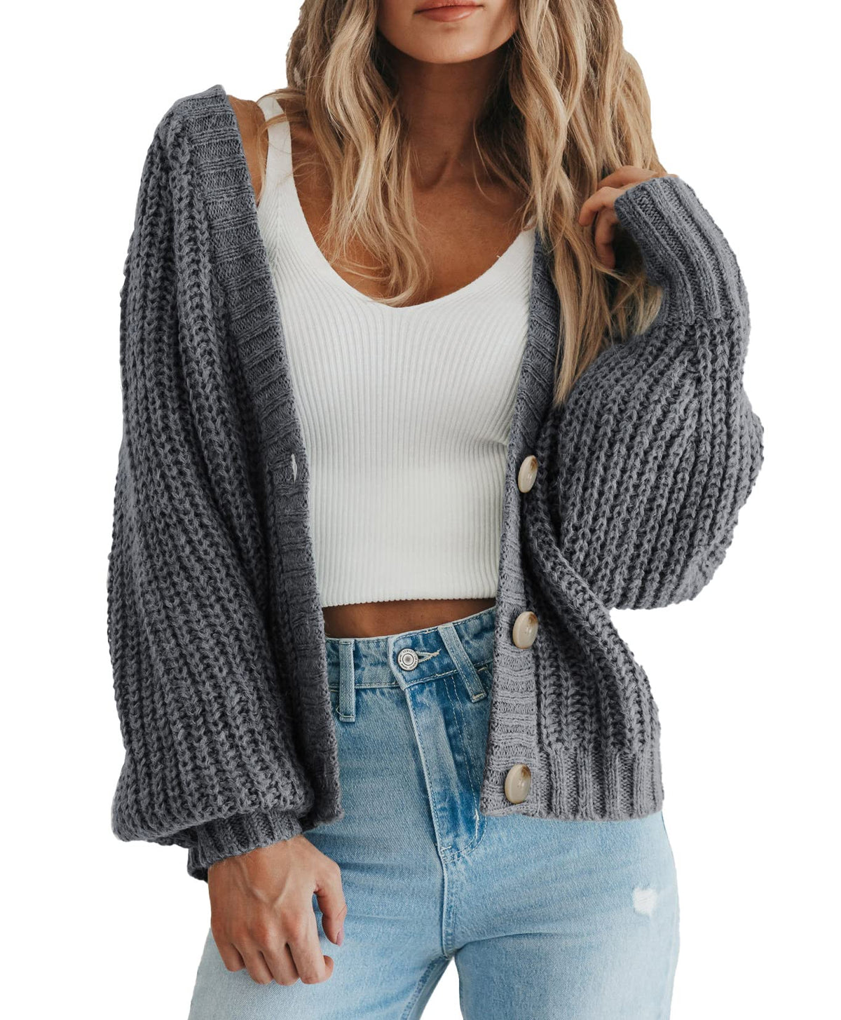 PRETTYGARDEN Women's Chunky Knit Open Front Cardigan Sweaters Fall Outfits