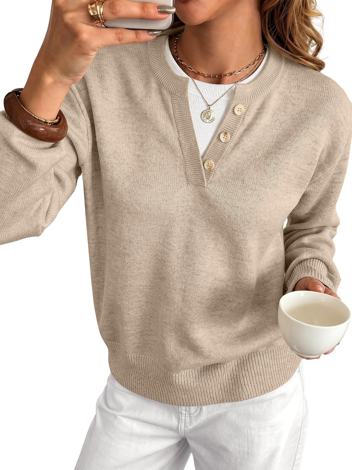 ANRABESS Sweaters for Women 2026 Fall Long Sleeve Lightweight Pullover Tops