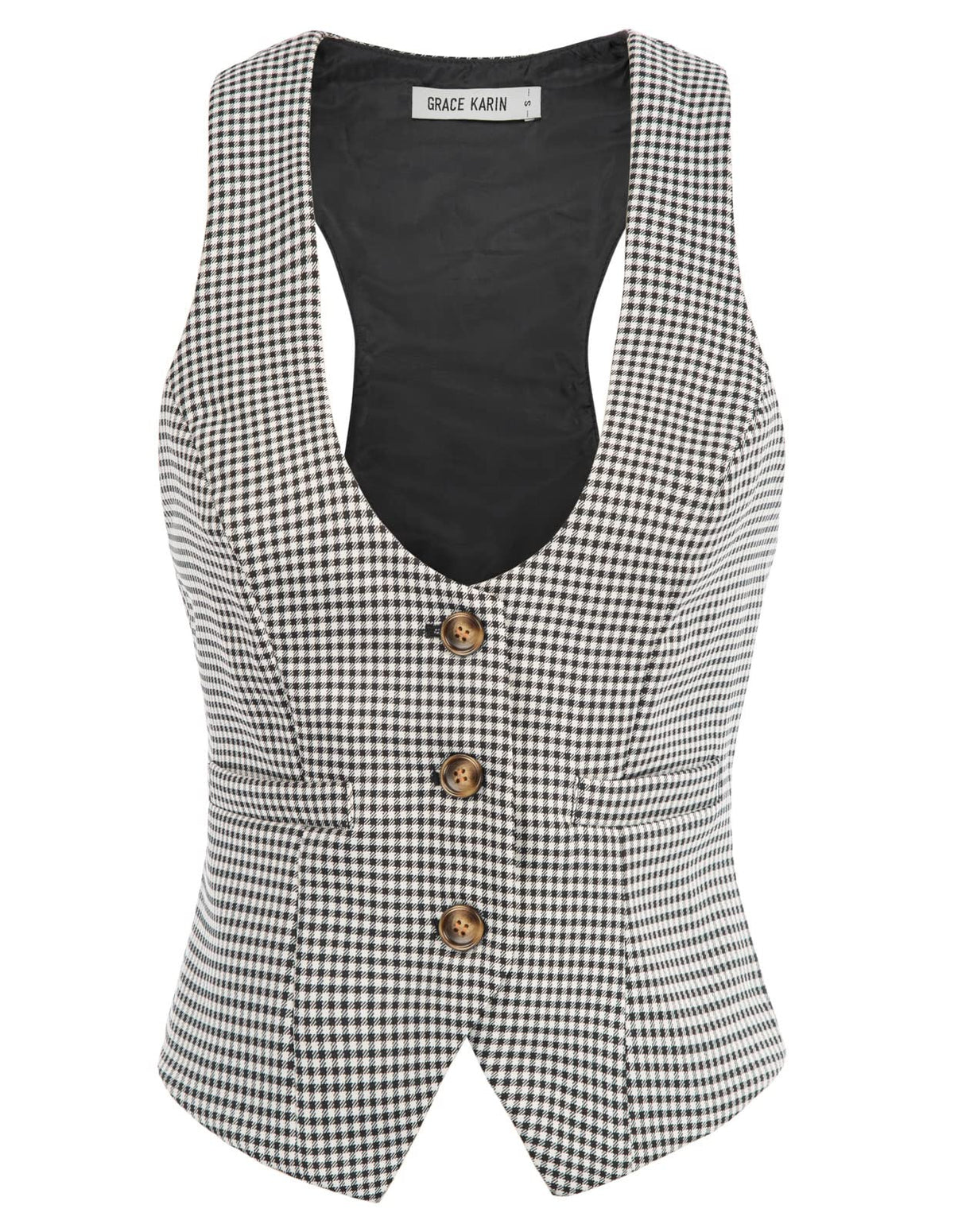 GRACE KARIN Women's Suit Vest Top, Dressy Casual Sleeveless Button Waistcoat, Fromal Steampunk Blazer for Work Office