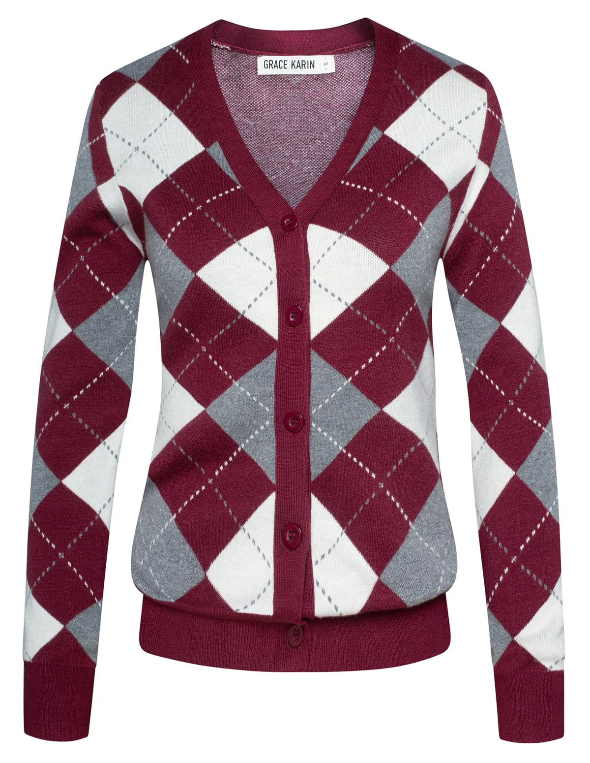 GRACE KARIN Cardigan Sweaters for Women Fall Argyle Sweater Preppy Clothes