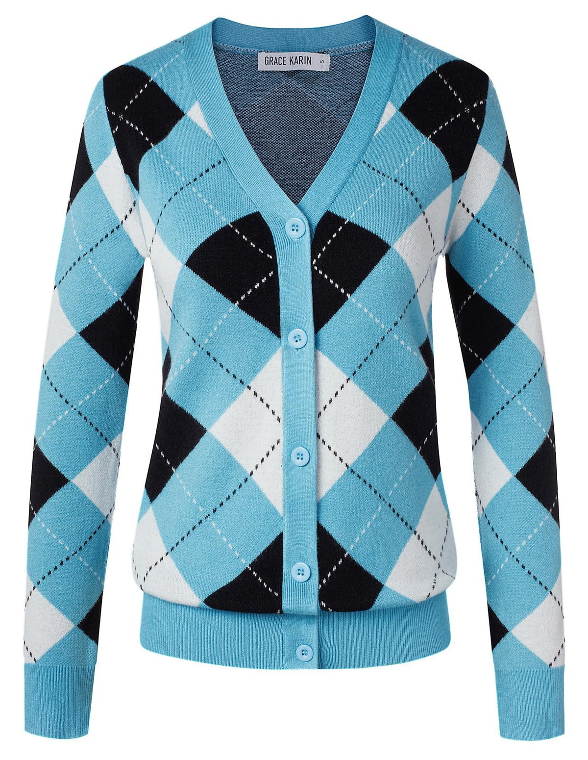 GRACE KARIN Cardigan Sweaters for Women Fall Argyle Sweater Preppy Clothes